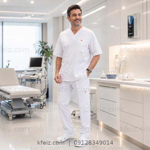 اسکراب پزشکی مردانه مدل بارمان اسکراب پزشکی مردانه بارمان با طراحی شیک و حرفهای